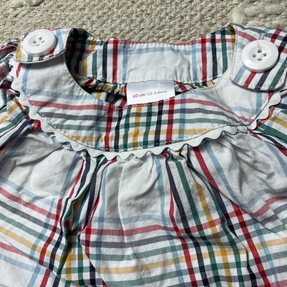 Hanna Andersson Baby 3-6 Months Plaid Long Sleeve Blouse White Red Yellow Green - Picture 7 of 7